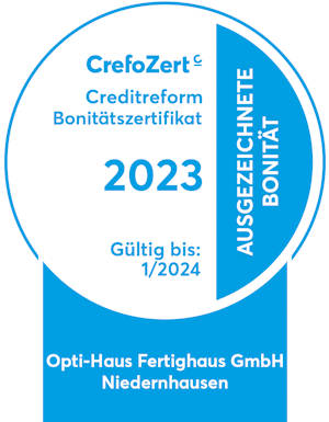 CrefoZert - Creditreform Bonitätszertifikat für Opti-Haus Fertighaus GmbH